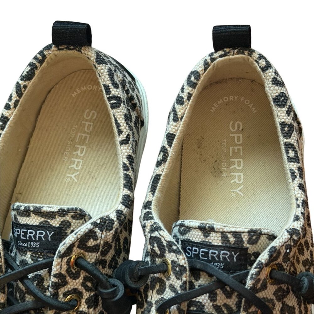 Sperry Pier Wave LTT Womens Canvas Sneakers-Leopard Print-7-GUC - Picture 2 of 7